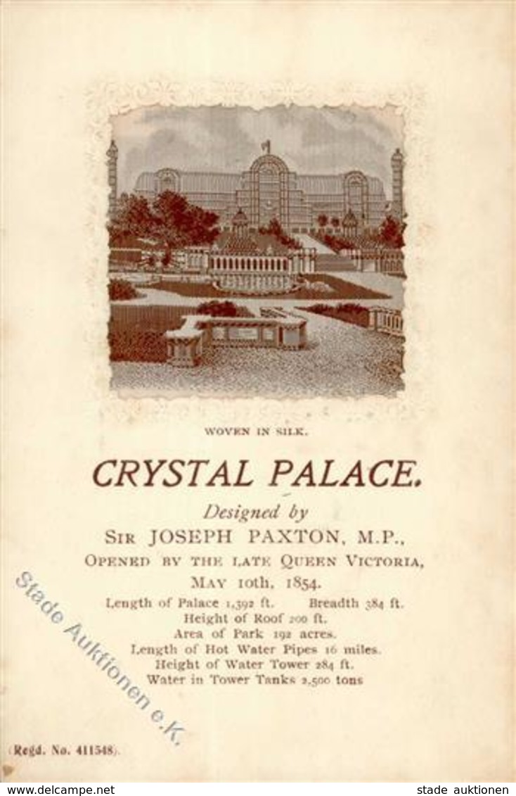 Seide London Großbritannien Gewebt Crystal Palace Künstlerkarte I-II Soie - Sonstige & Ohne Zuordnung