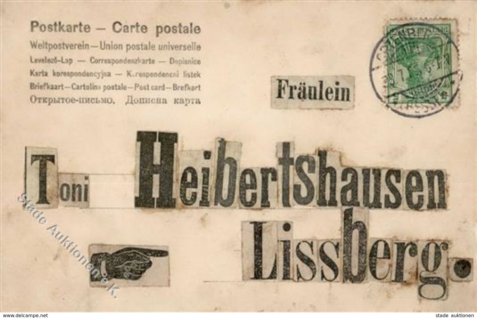 Handgemacht Collage Anschrift 1905 I-II (fleckig) - Ohne Zuordnung