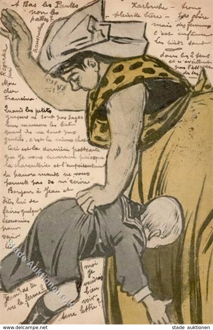 Handgemalt Arschversohlen Künstlerkarte 1902 I-II Peint à La Main - Sin Clasificación