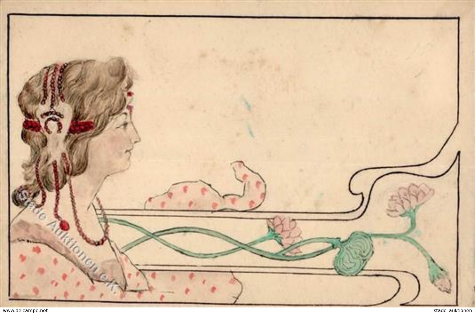 Handgemalt Frau Jugendstil Künstlerkarte I-II Art Nouveau Peint à La Main - Ohne Zuordnung