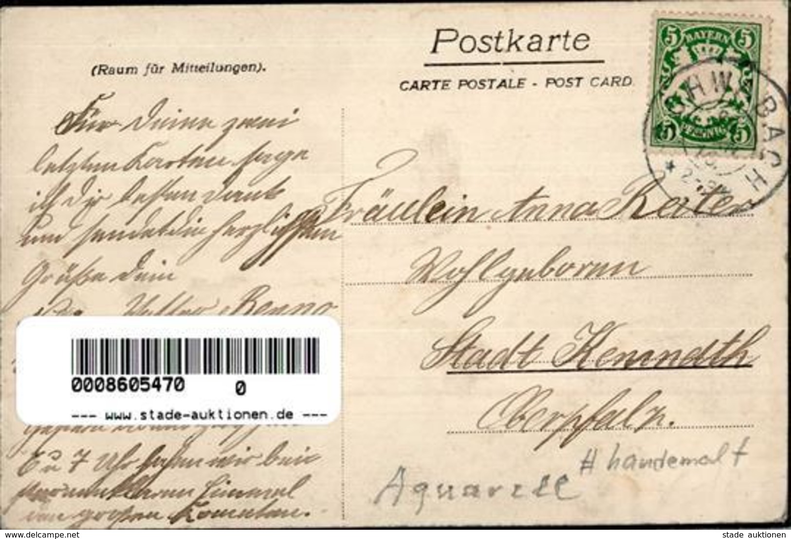 Handgemalt Frosch Personifiziert Sign. Schuller, B. 1915 I-II Peint à La Main Grenouille - Unclassified