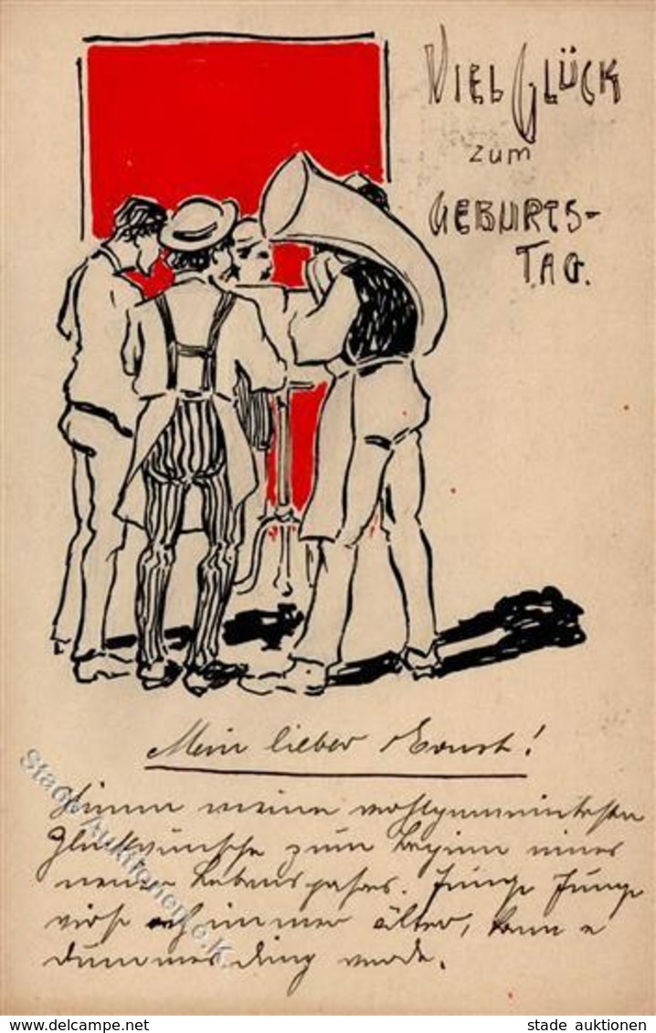 Handgemalt Glückwunsch Musiker Künstlerkarte 1908 I-II Peint à La Main - Ohne Zuordnung