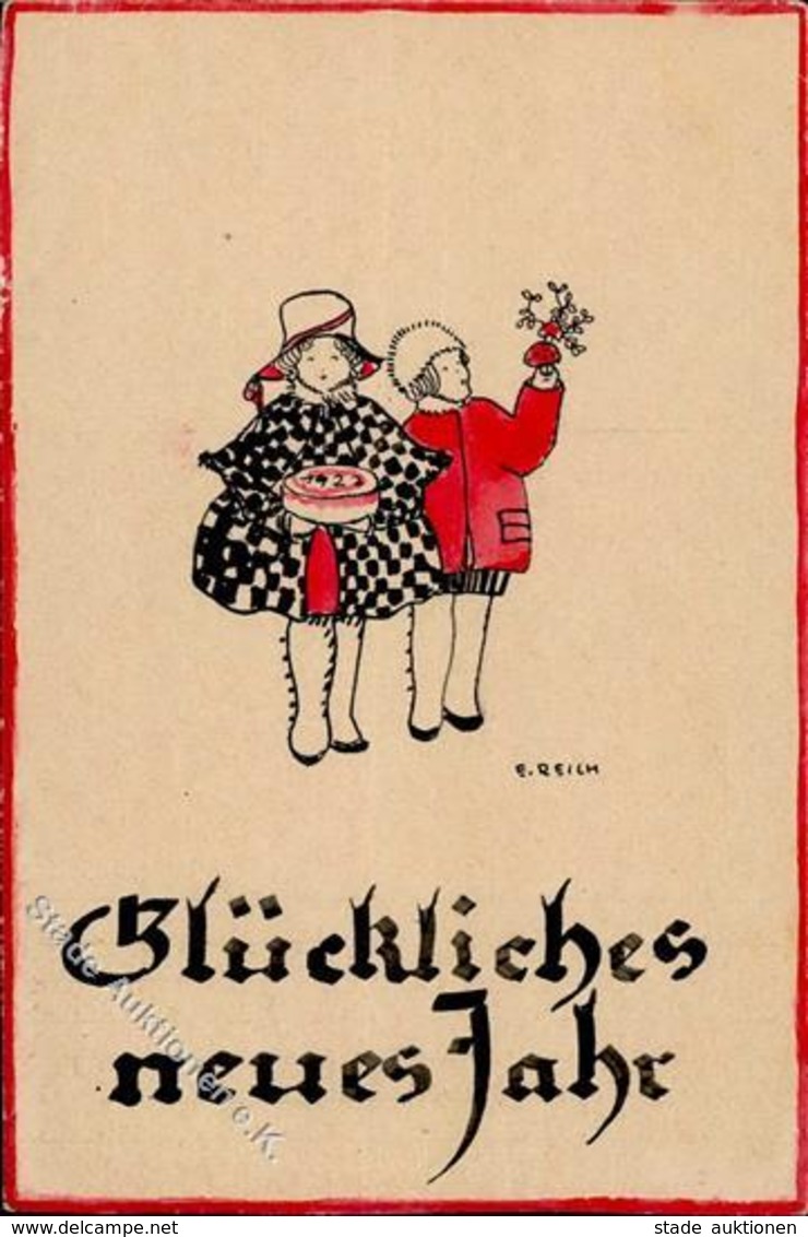 Handgemalt Kinder Sign. Reich, E. Künstlerkarte I-II Peint à La Main - Ohne Zuordnung