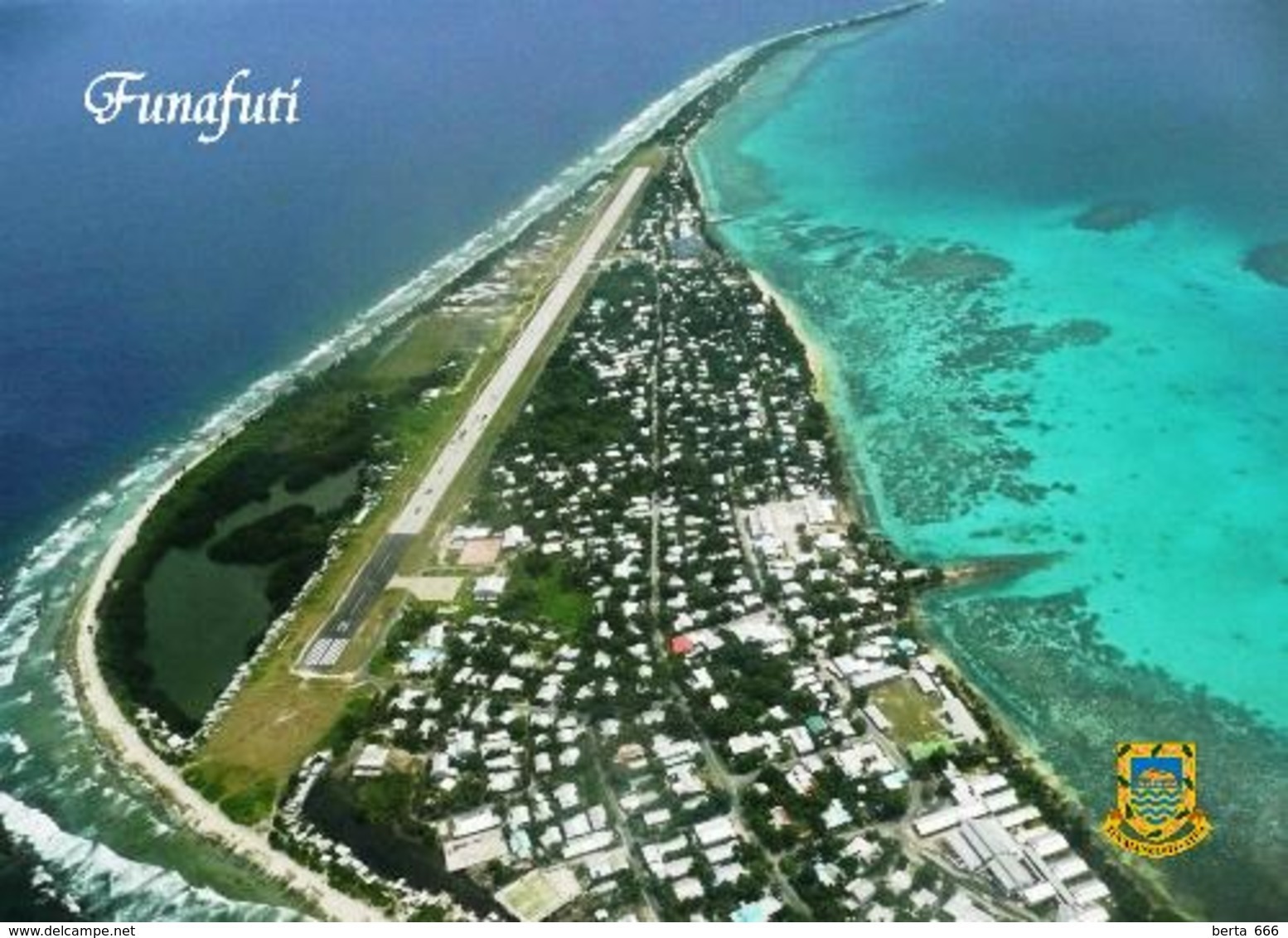 Tuvalu Funafuti Fongafale Runway Aerial View New Postcard - Tuvalu