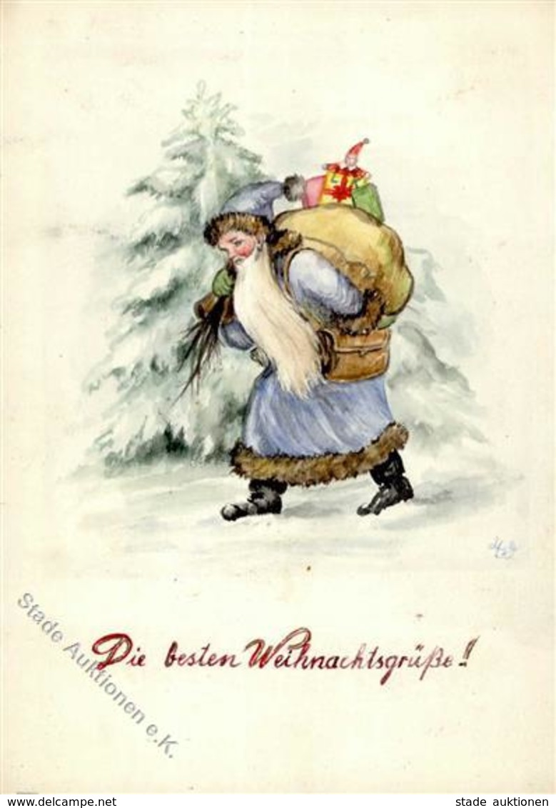 Handgemalt Sign. Günter Weihnachtsmann  Künstlerkarte I-II Pere Noel Peint à La Main - Ohne Zuordnung