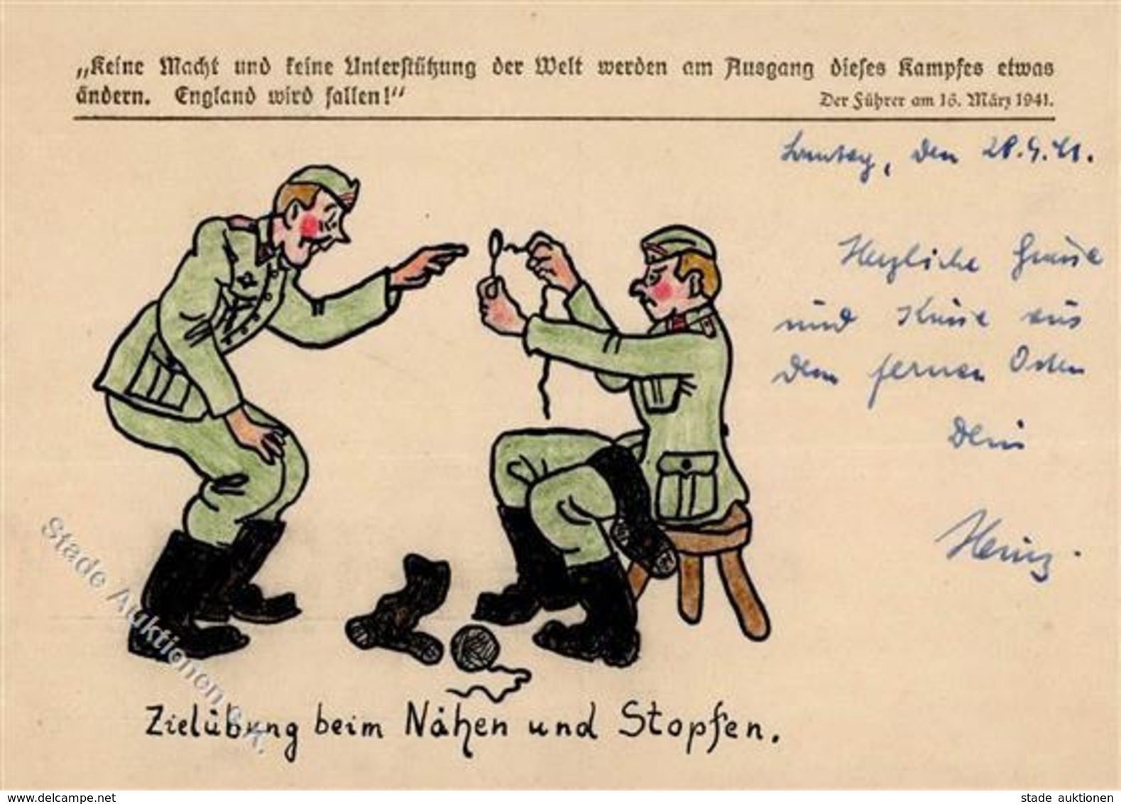 Handgemalt Sign. Krause, Heinz Soldaten I-II Peint à La Main - Ohne Zuordnung