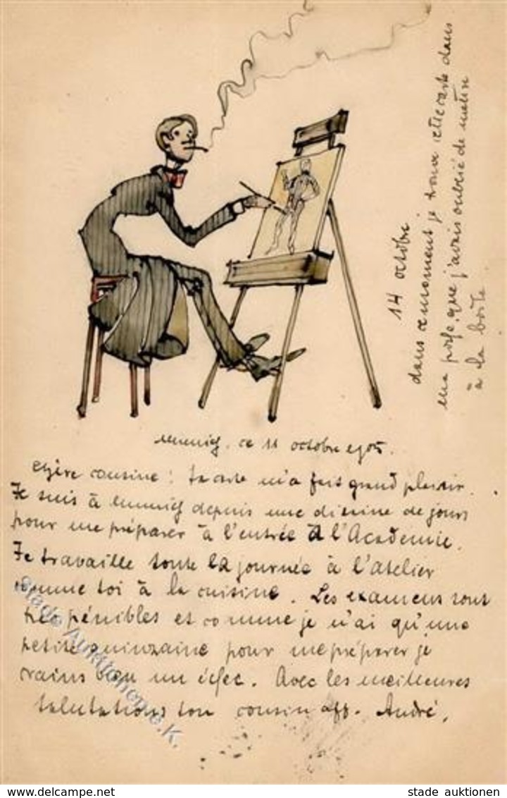 Handgemalt Sign. Lambert, Andi  Künstlerkarte 1905 I-II Peint à La Main - Ohne Zuordnung