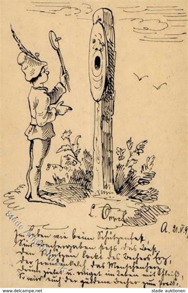 Handgemalt Sign. Oppel, L  Künstlerkarte 1897 I-II Peint à La Main - Ohne Zuordnung