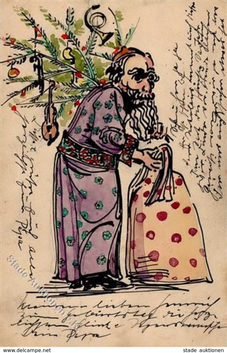 Handgemalt Weihnachtsmann  Künstlerkarte 1911 I-II Pere Noel Peint à La Main - Ohne Zuordnung