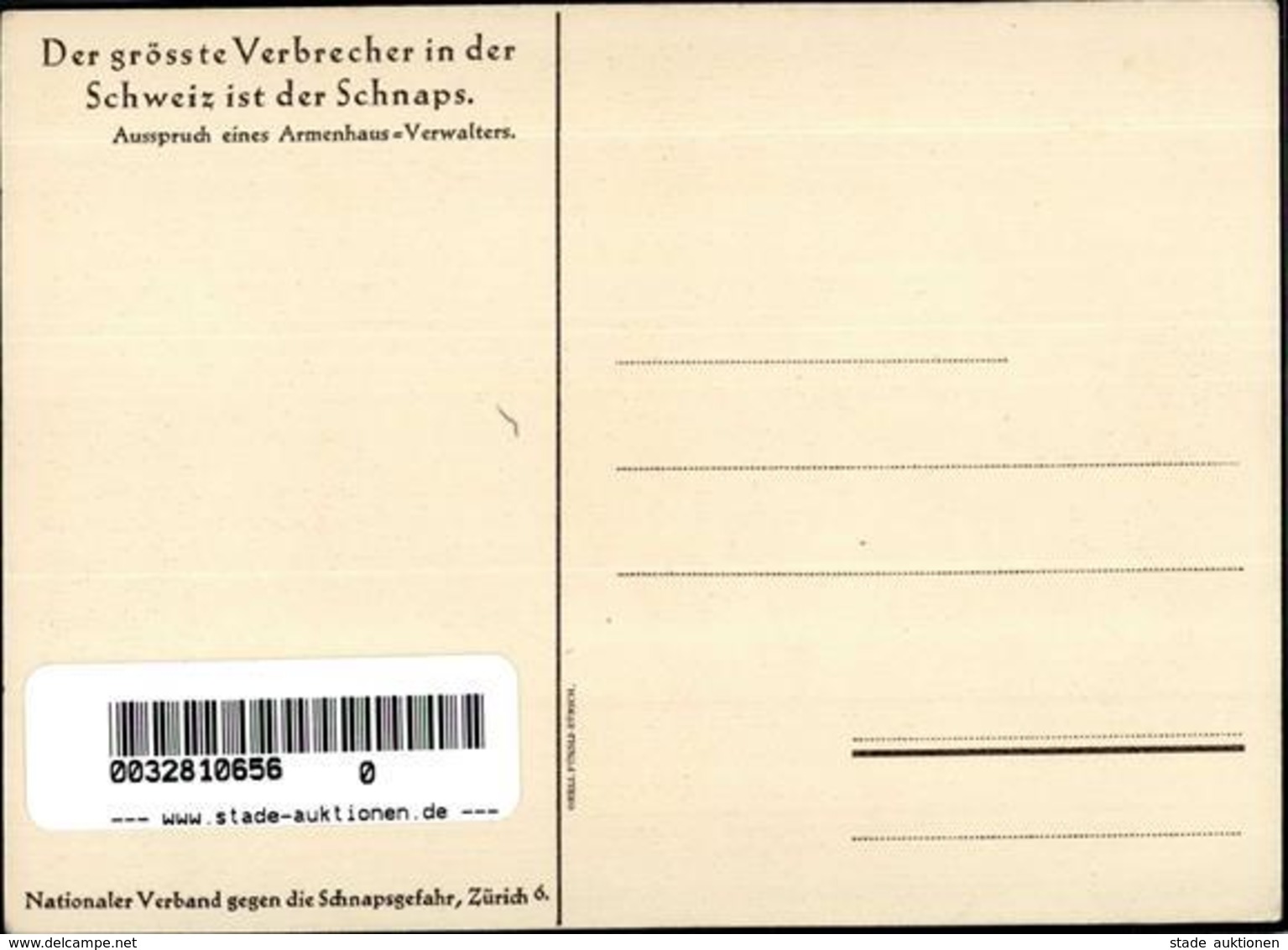 Antialkohol Nationaler Verband Gegen Die Schnapsgefahr Künstlerkarte I-II - Ohne Zuordnung