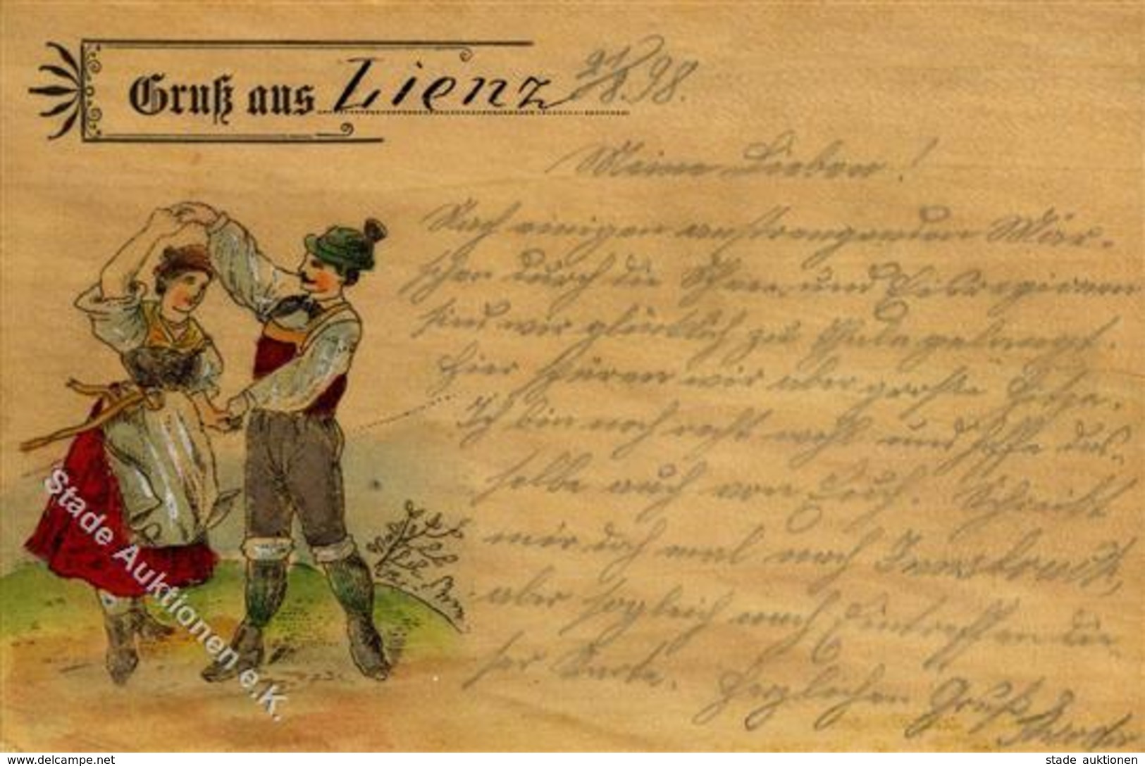 Holz-Karte Gruß Aus Lienz 1898 I-II (Marke Entfernt) Carte En Bois - Ohne Zuordnung