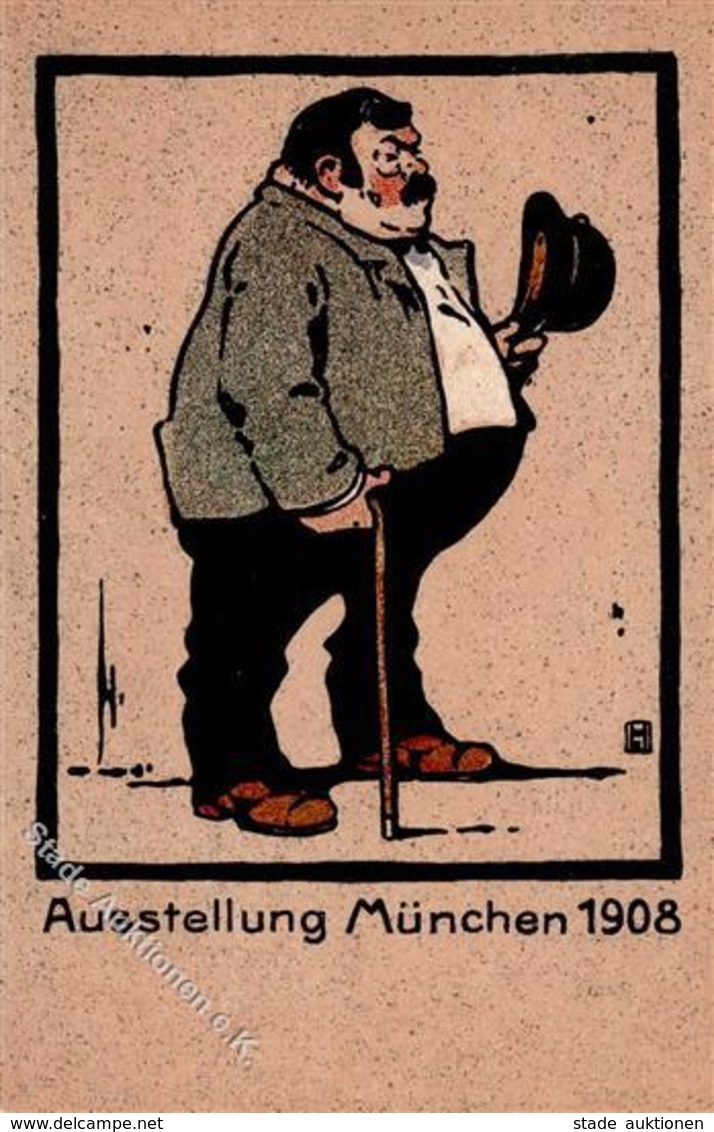 Hohlwein, L. Ausstellung München Künstlerkarte 1908 I-II Expo - Hohlwein, Ludwig