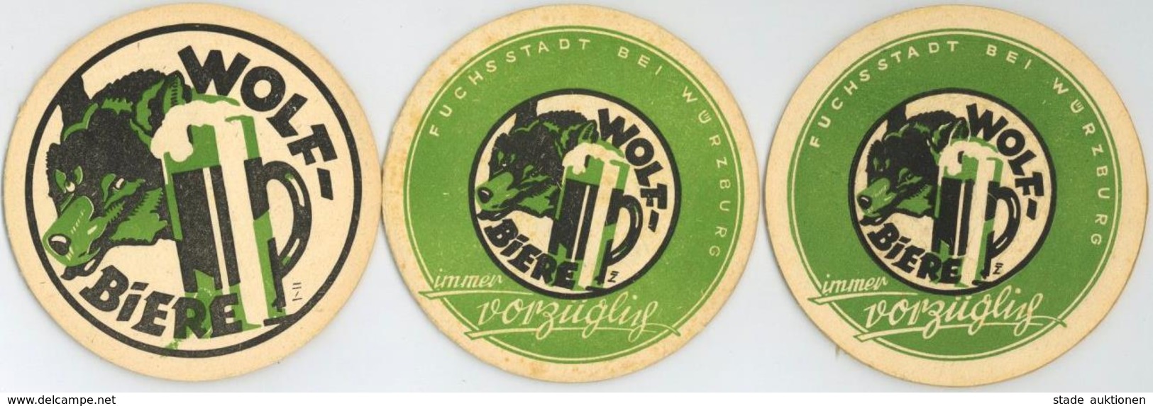 Hohlwein, Ludwig Wolf Biere Fuchsstadt (8731)  Lot Mit 3 Bierdeckel I-II (teils Fleckig) - Hohlwein, Ludwig