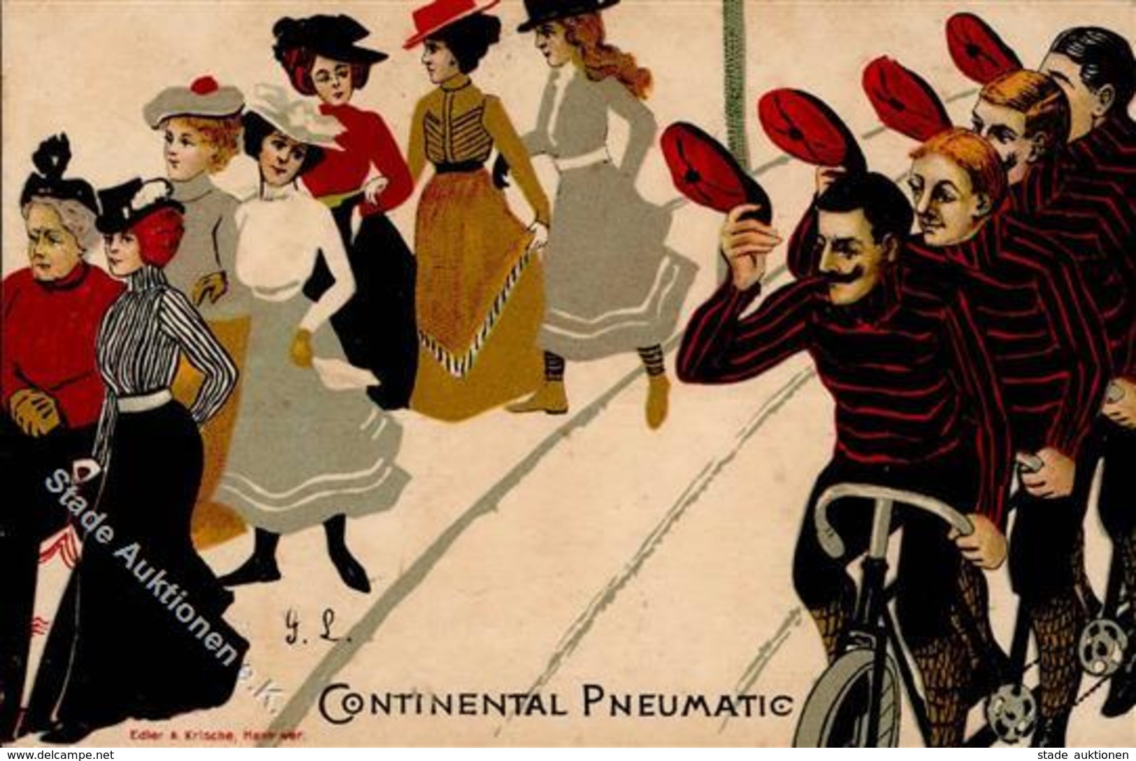 Continental Pneumatic Fahrrad Künstler-Karte I-II Cycles - Werbepostkarten