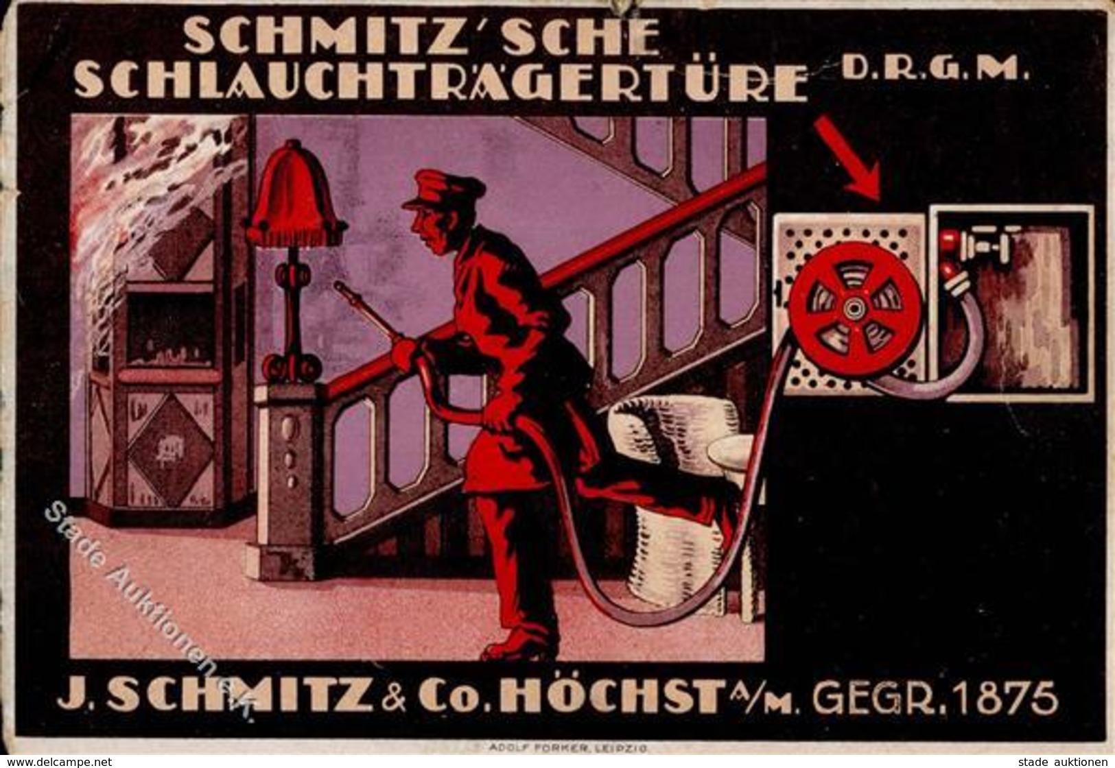 FRANKFURT-HÖCHST - FEUERLÖSCH-ARMATUREN-FABRIK J.Schmitz - Ecken Gestoßen II - Werbepostkarten