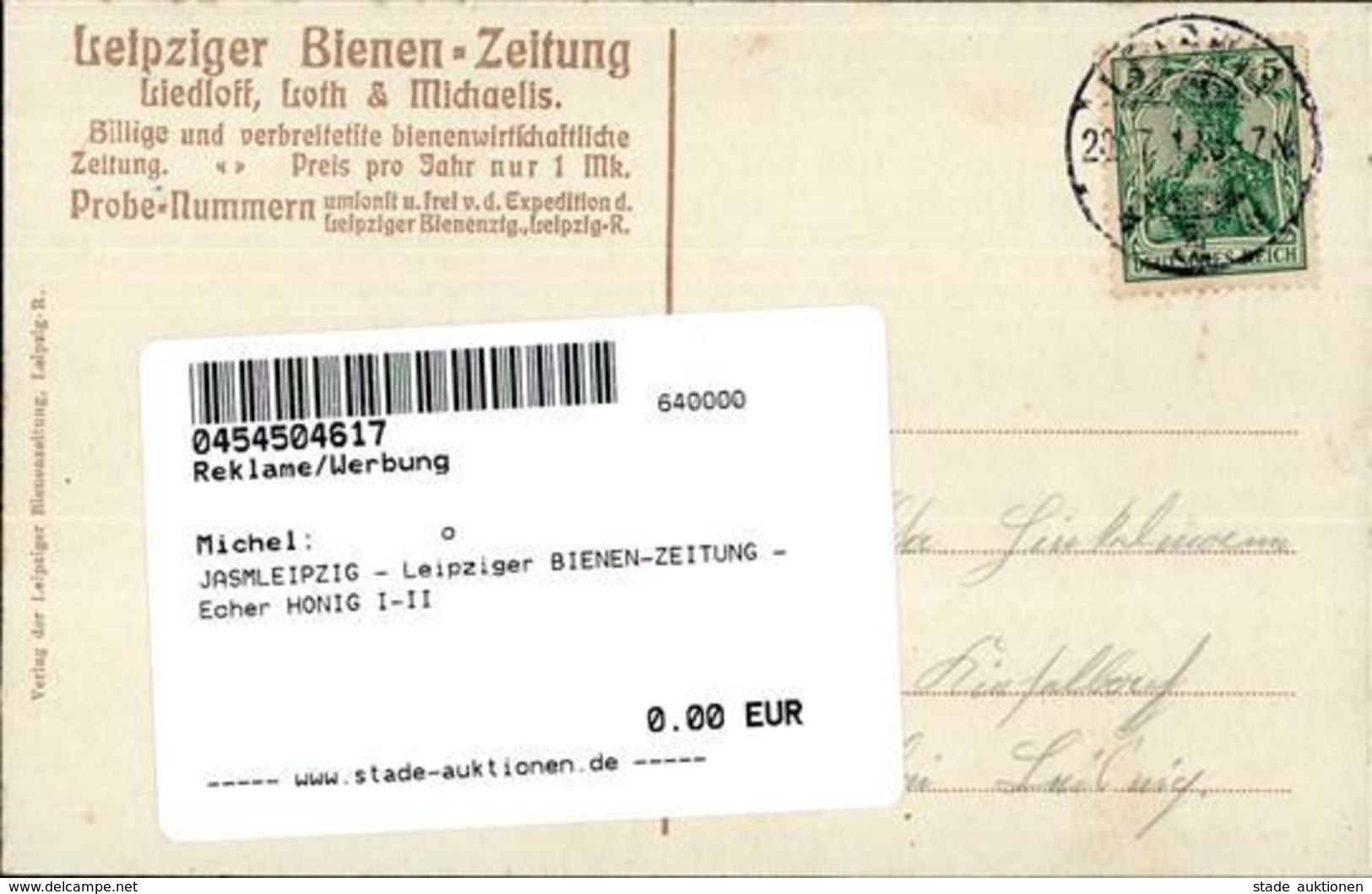 JASMLEIPZIG - Leipziger BIENEN-ZEITUNG - Echer HONIG I-II - Werbepostkarten