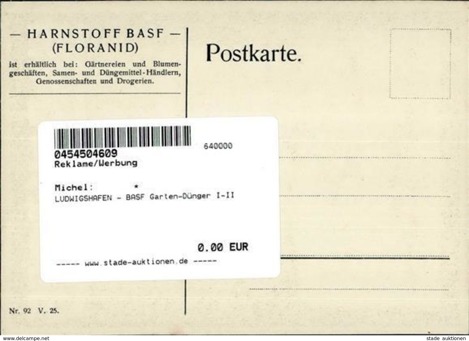 LUDWIGSHAFEN - BASF Garten-Dünger I-II - Werbepostkarten