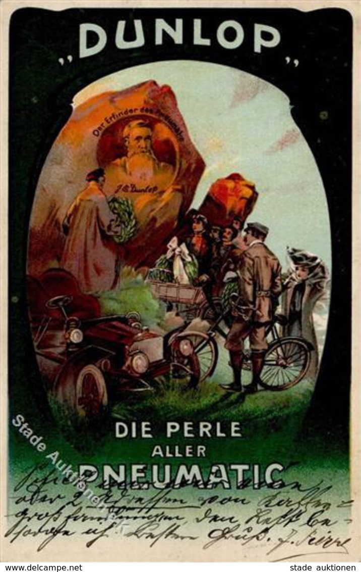 Werbung Auto Hanau (6450) Fahrrad Dunlop Pneumatic Werbe AK 1905 I-II Publicite Cycles - Publicité