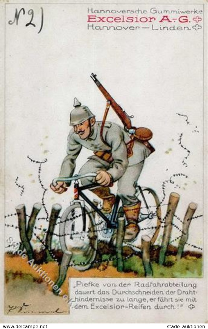Werbung Auto Hannover (3000) Excelsior Fahrrad Soldat  I-II Publicite Cycles - Werbepostkarten