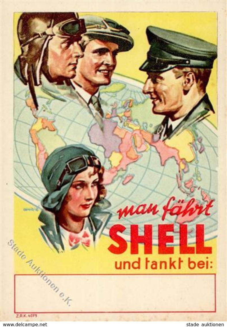 Werbung Auto Shell Tankstelle Werbe AK I-II Publicite - Werbepostkarten