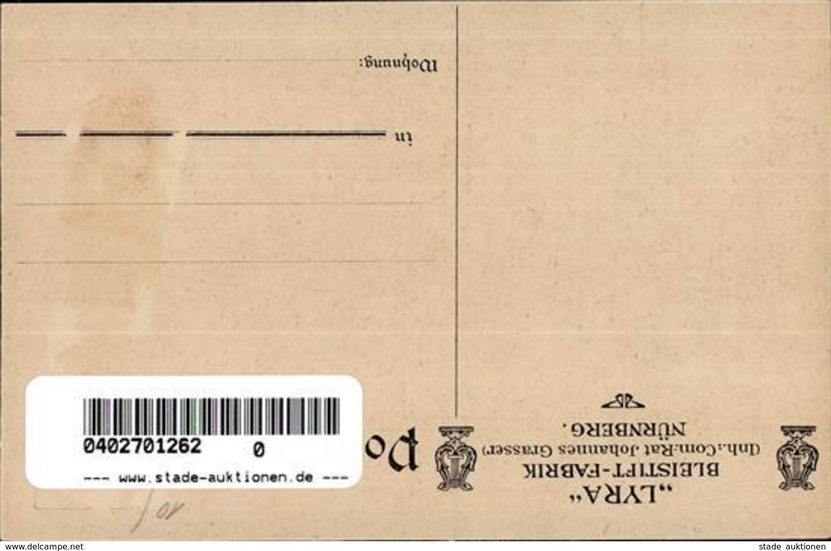 Werbung Büromaterial Nürnberg (8500) Lyra Orlow Bleistftfabrik Werbe AK I-II Publicite - Werbepostkarten
