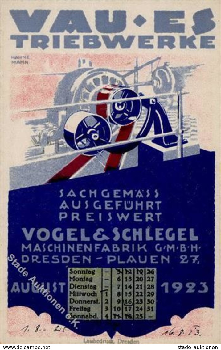 Werbung Dresden (O8000) Vau Es Triebwerke Vogel & Schlegel Maschinenfabrik Werbe AK I-II Publicite - Werbepostkarten