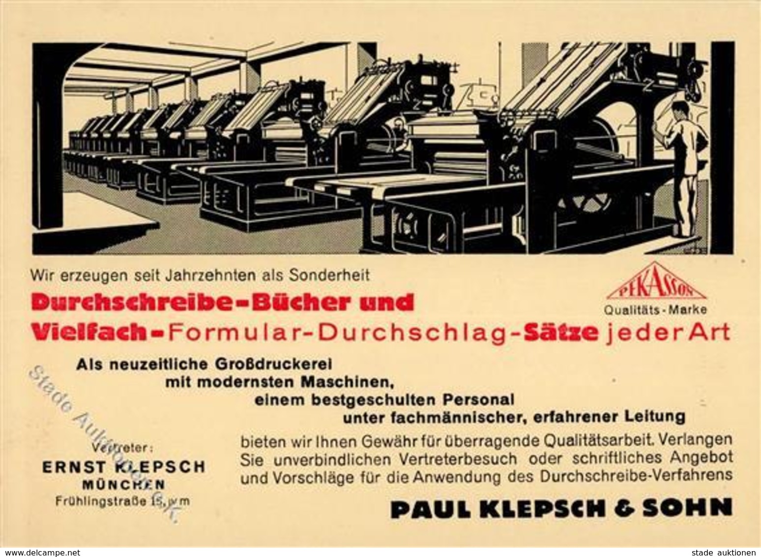 Werbung Druckerzeugnis Bischofswerda (O8500) Großdruckerei Paul Klepsch & Sohn Werbe AK I-II Publicite - Advertising