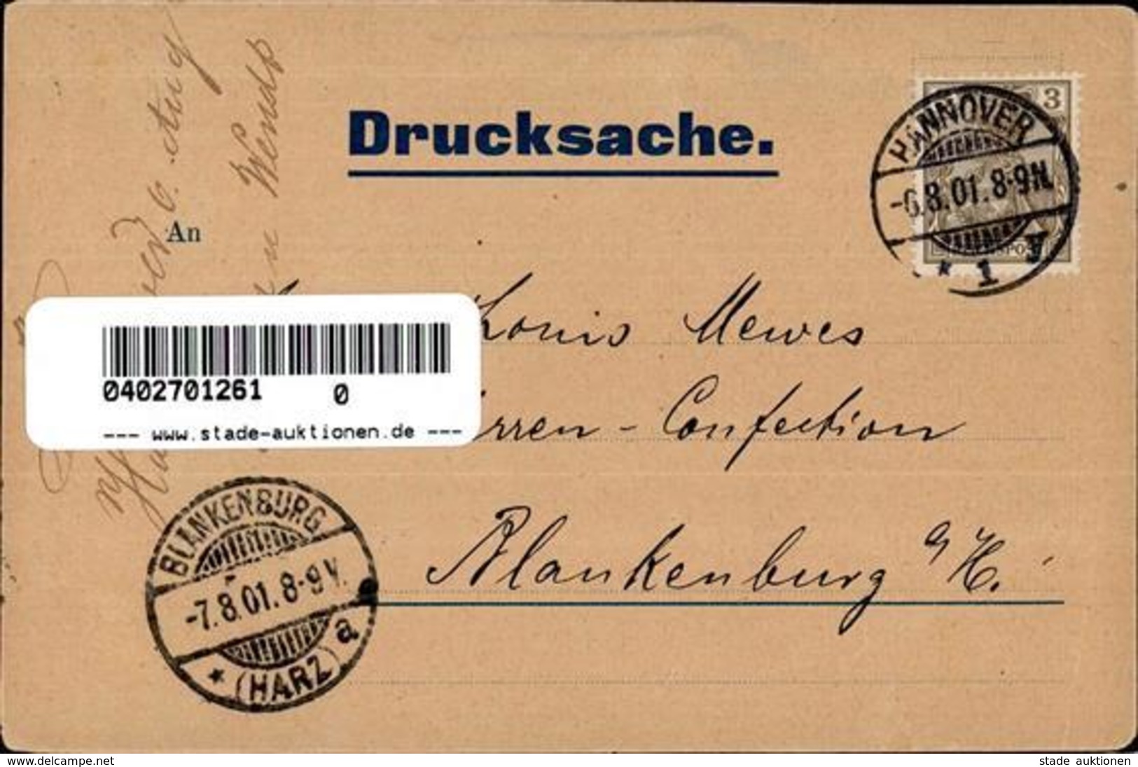 Werbung Hannover (3000) Kleiderbügel Sinram & Wendt Werbe AK 1901 I-II Publicite - Werbepostkarten