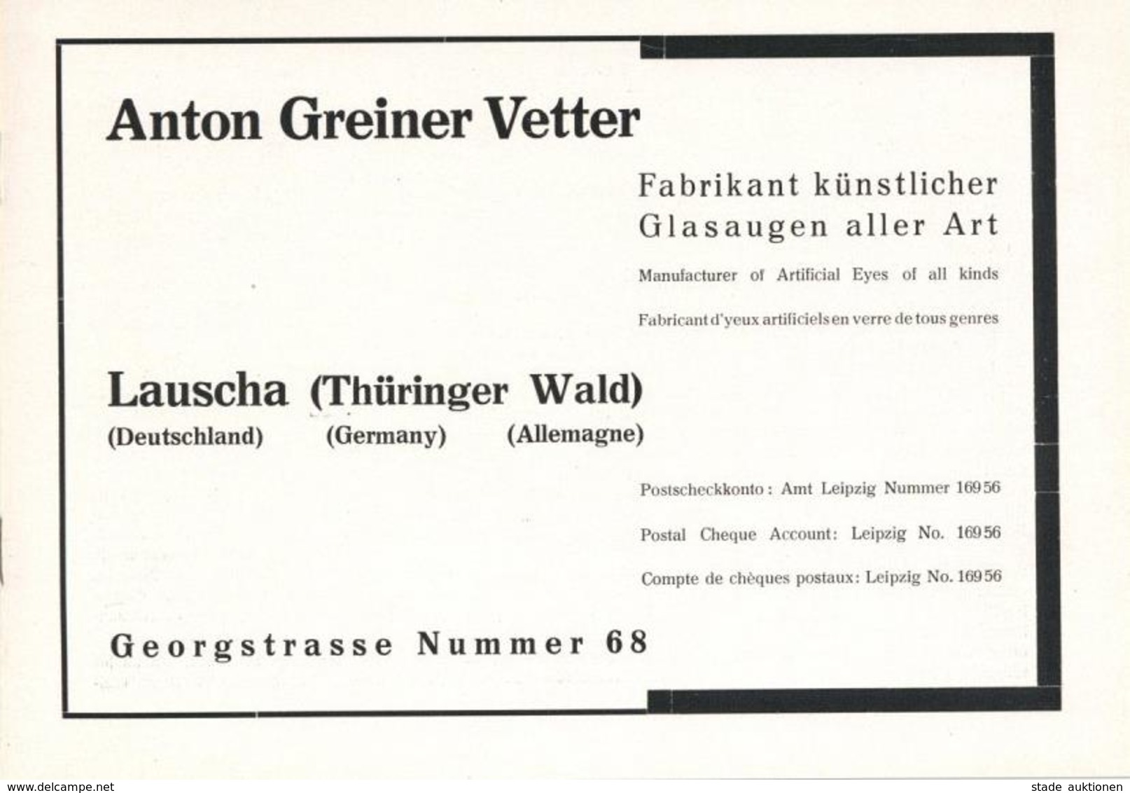 Werbung Lauscha (o-6426) Glasaugenfabrik Prospekte Katalog Um 1925 I-II Publicite - Werbepostkarten