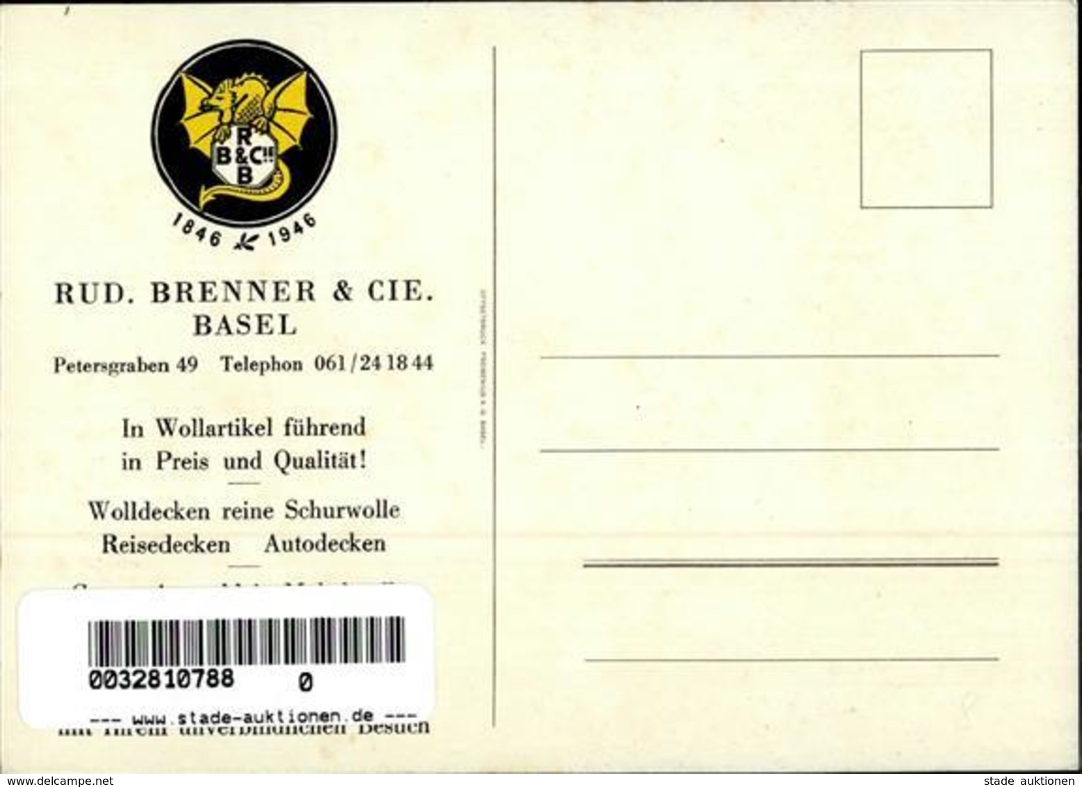 Werbung Mode Basel (4000) Schweiz Wolle Bleibt Sieger Rud. Brenner & Cie. Werbe AK I-II Publicite - Werbepostkarten