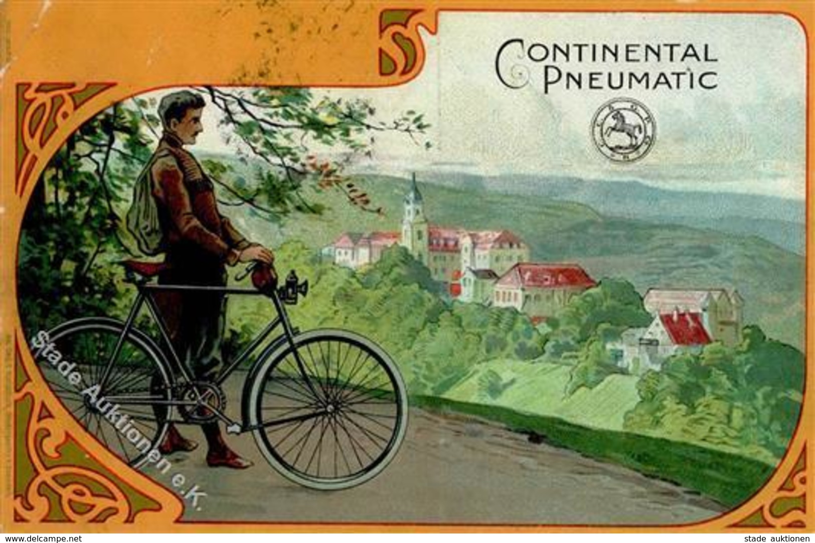 Continental Fahrrad  1907 I-II (Eckbug) Cycles - Werbepostkarten
