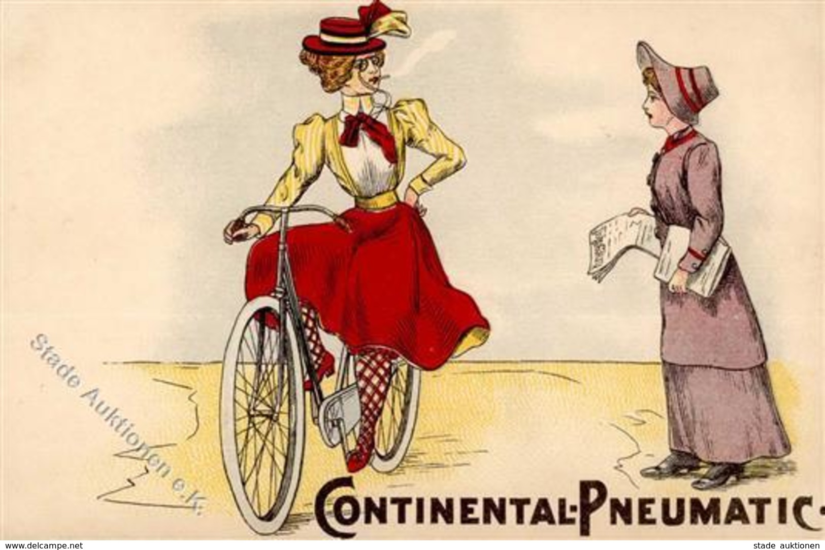 Continental Fahrrad  Lithographie I-II Cycles - Werbepostkarten