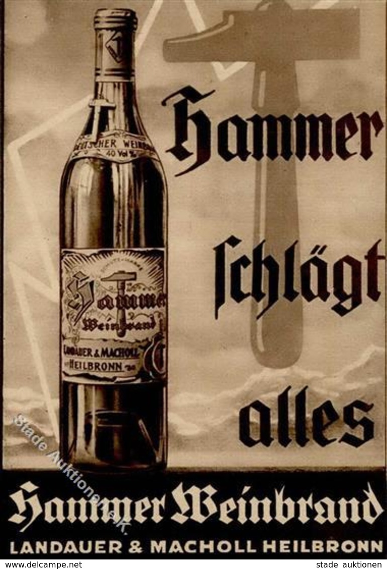 Alkoholwerbung Heilbronn (7100) Hammer Weinbrand Landauer & Macholl I-II - Reclame