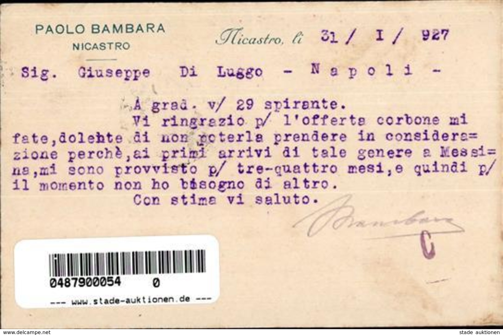 Alkoholwerbung Nicastro (88046) Italien Paolo Bambara Premiata Distilleria I-II - Werbepostkarten