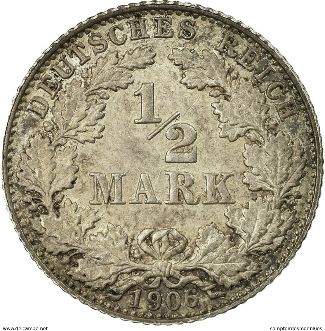 Monnaie, GERMANY - EMPIRE, 1/2 Mark, 1906, TTB, Argent, KM:17 - 1/2 Mark