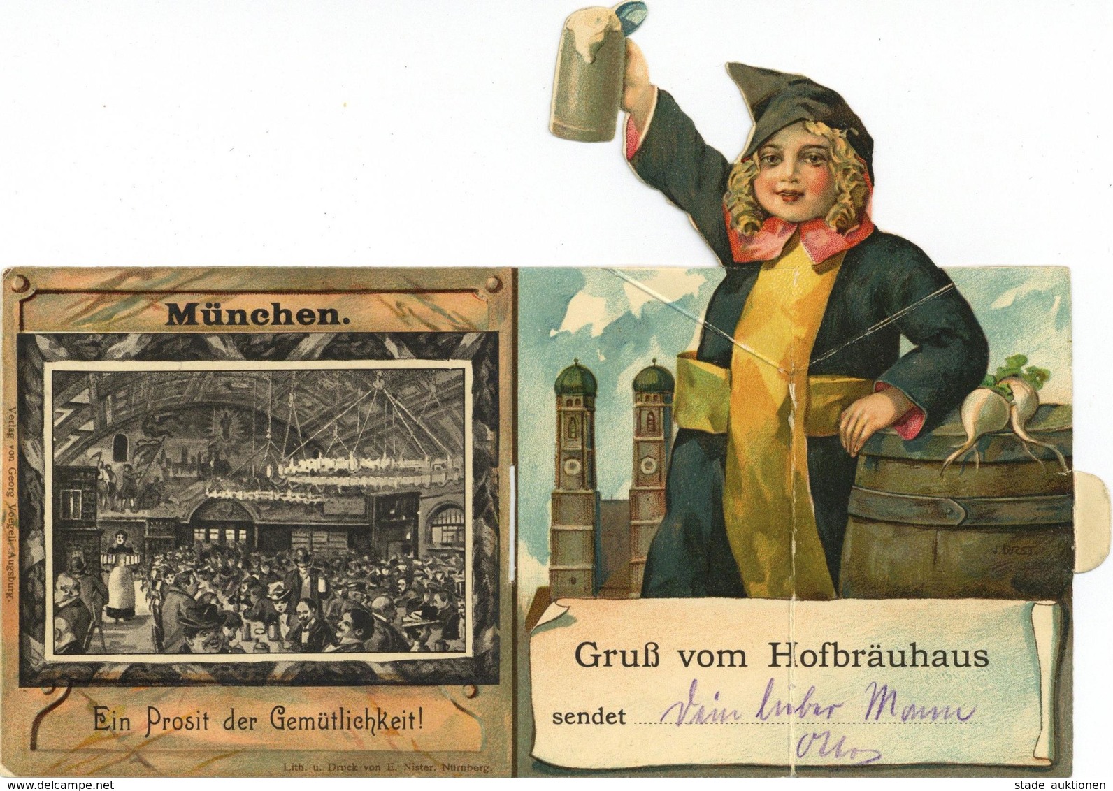 Bier München (8000) Hofbräuhaus Kindl Klappkarte I-II Bière - Advertising