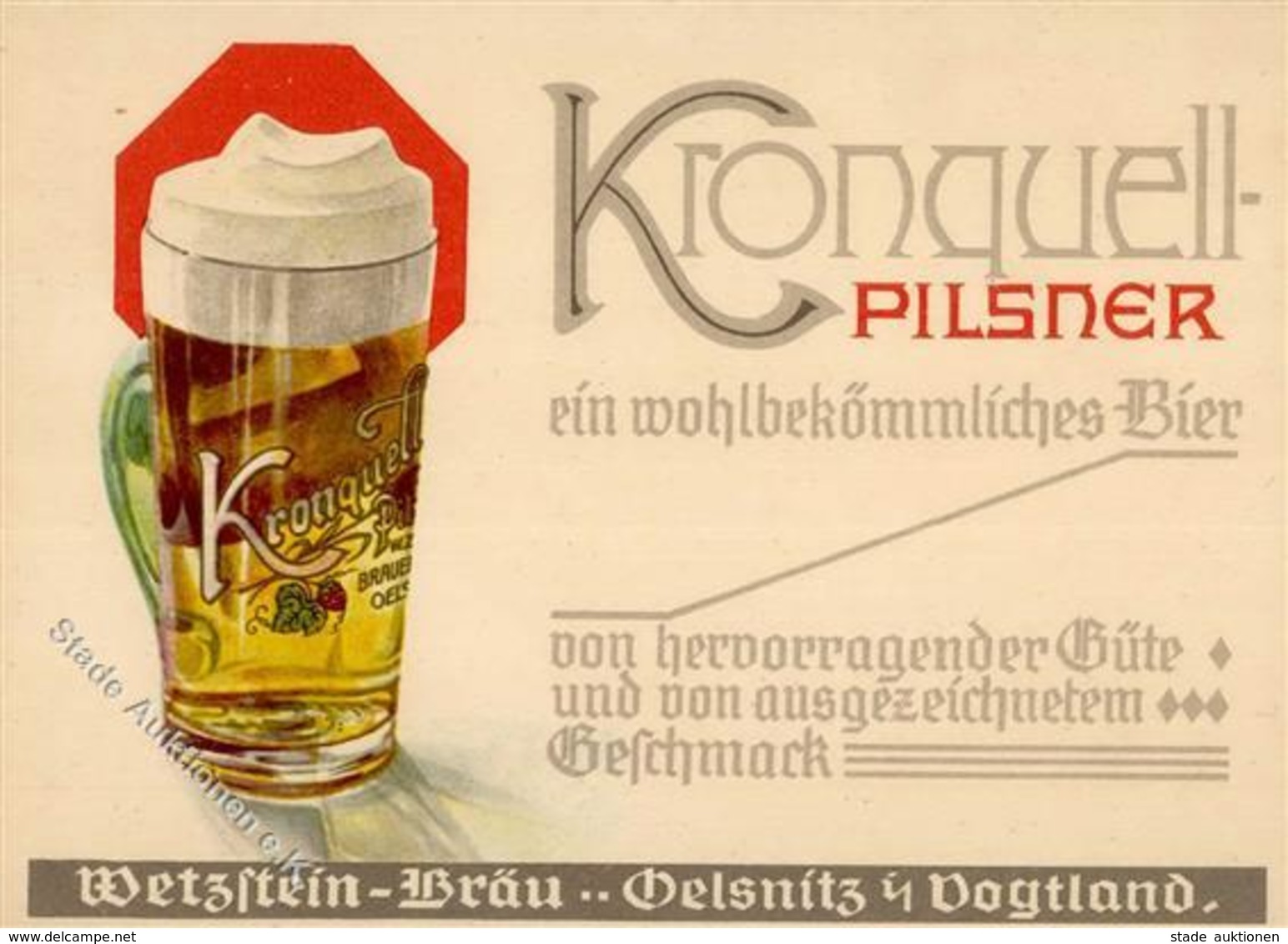 Bier Oelsnitz (O9920) Kronquell Pilsener Wetzstein Bräu Werbe AK I-II Bière - Advertising