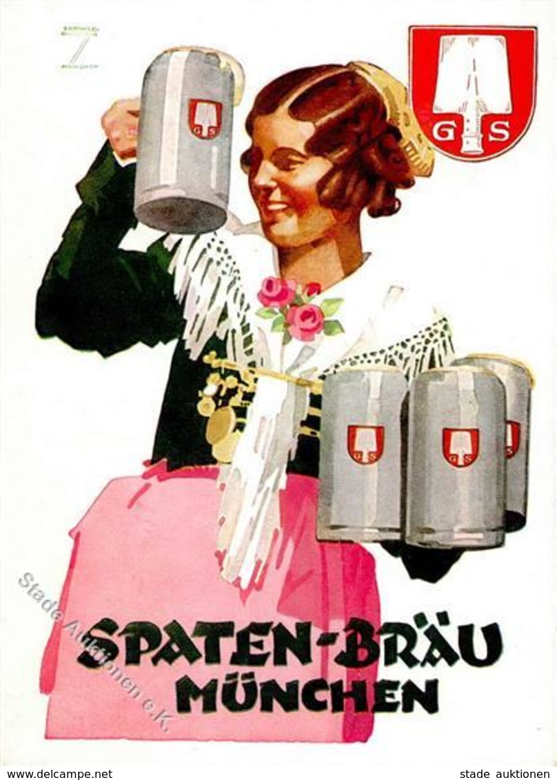 Bier Spaten Bräu Hohlwein, L. München (8000) I-II Bière - Werbepostkarten