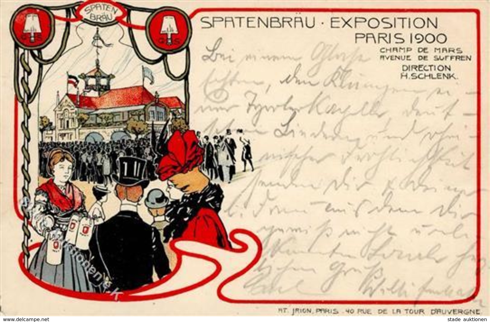 Bier Spatenbräu Exposition Paris  Lithographie 1900 I-II Bière - Publicidad