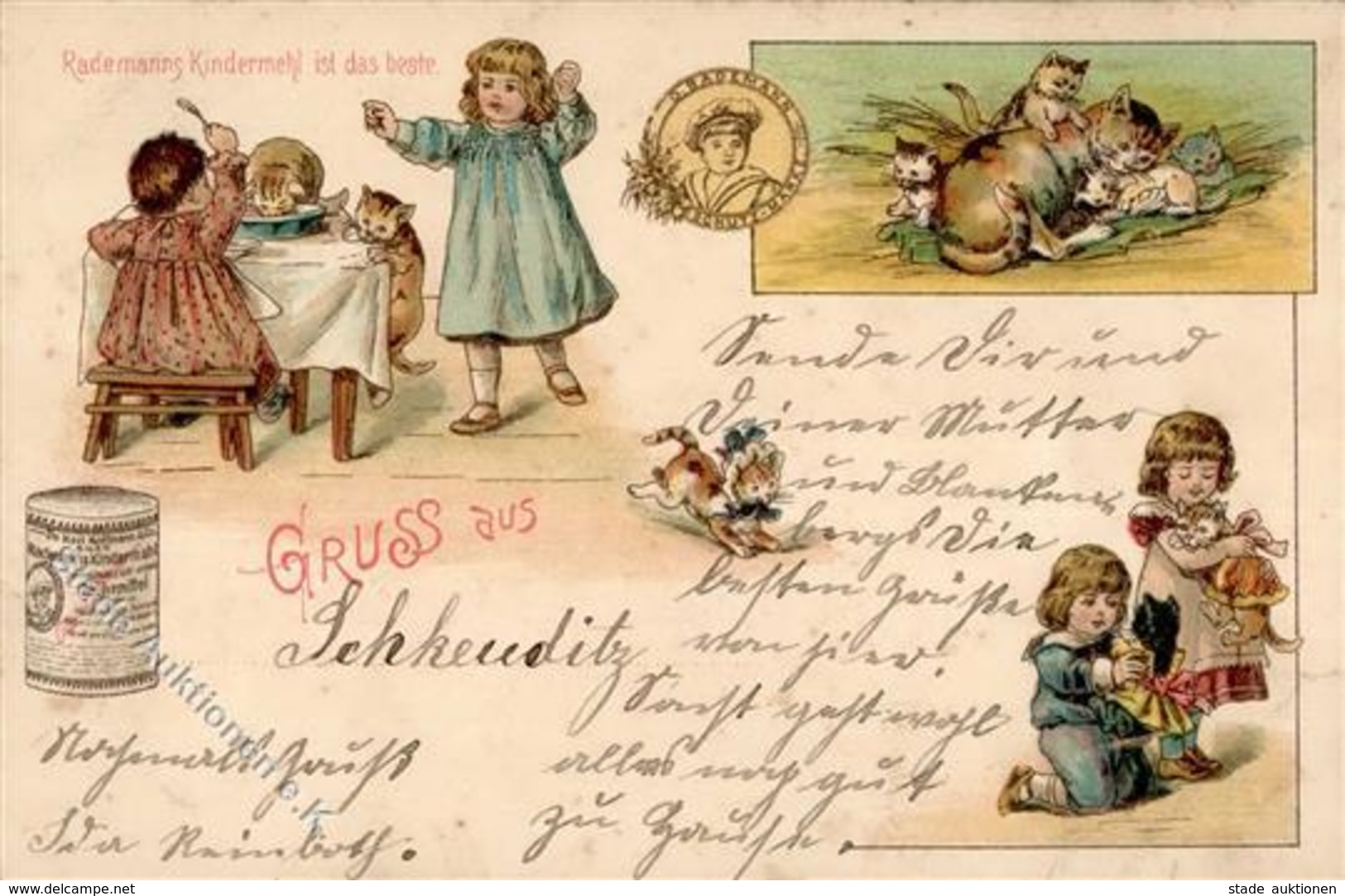 Lebensmittel Rademanns Kindermehl Lithographie 1900 I-II - Advertising