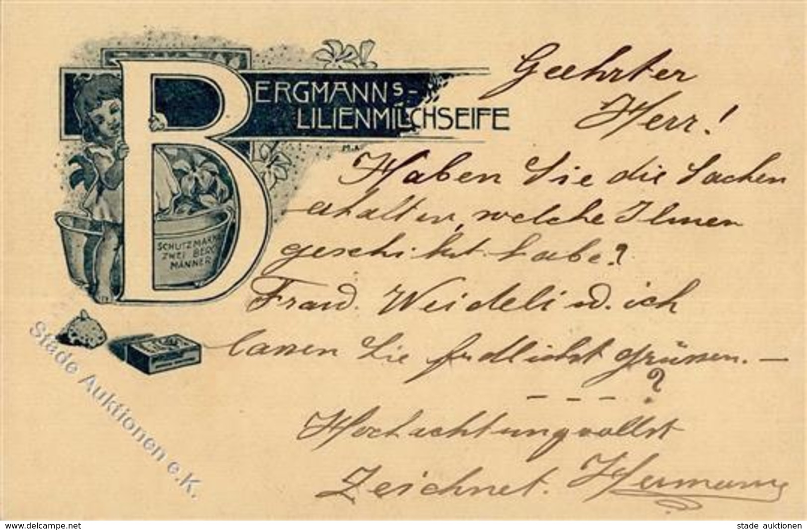 Werbung Kosmetik Dresden (O8000) Bergmann's Lilienmilch Seife  Werbe AK 1904 I-II Publicite - Werbepostkarten