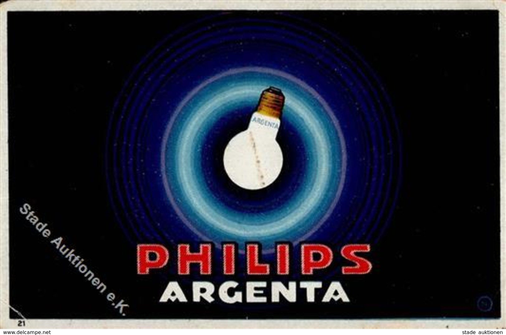 Lampe Philips Argenta Werbe AK II (Eckbug, Ecken Abgestoßen) - Publicidad