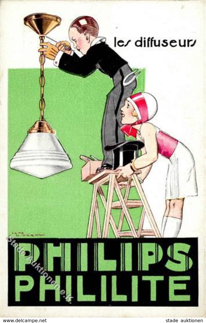 Lampe Philips Phililite Werbe AK I-II - Pubblicitari