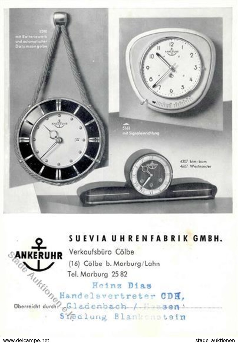 Uhr Sindelfingen (7032) Suevia Uhrenfabrik Ankeruhr Werbe AK I-II - Other & Unclassified