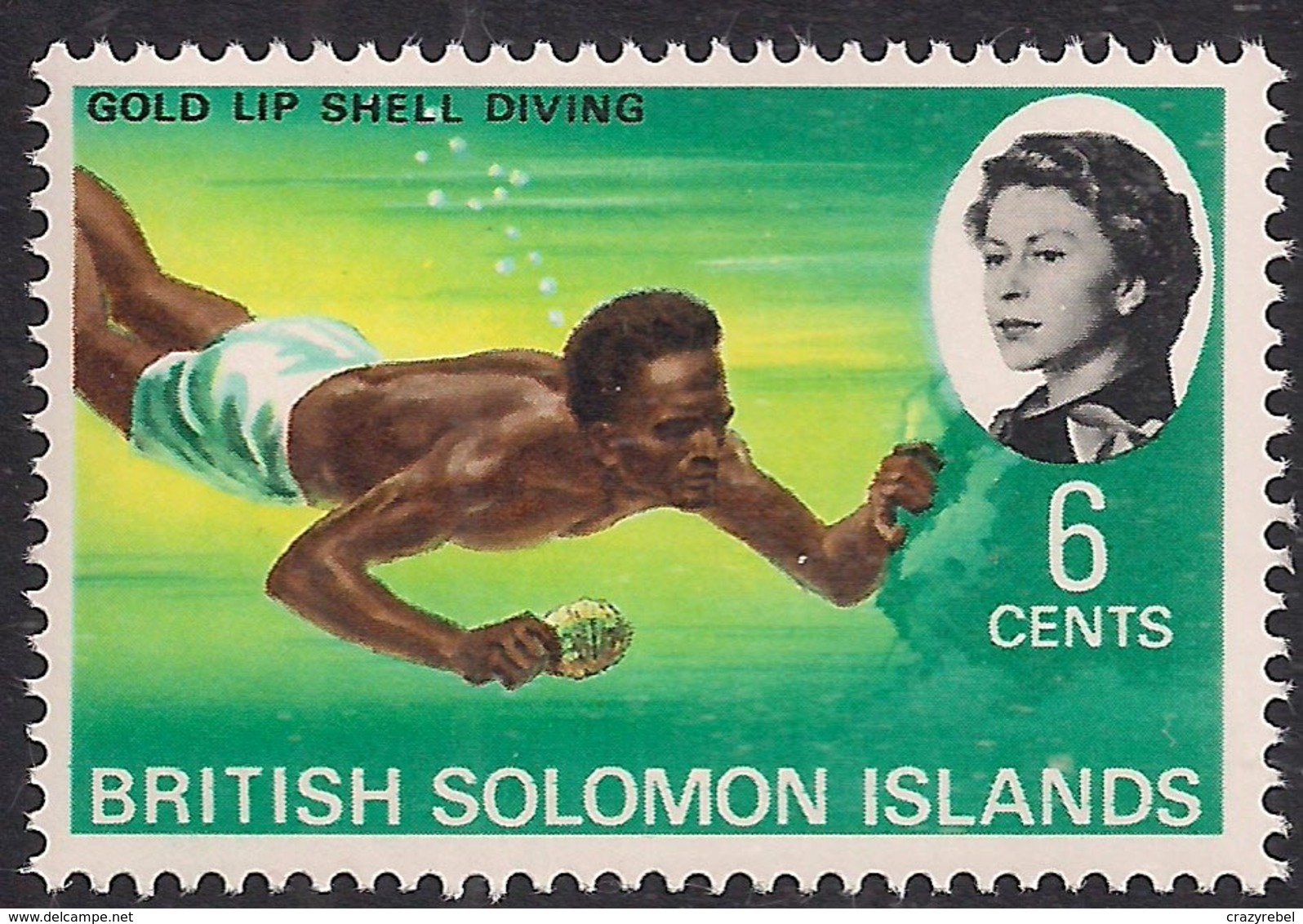 British Solomon Islands 1968 QE2 6ct Shell Diving Umm SG 170 ( K1366 ) - British Solomon Islands (...-1978)