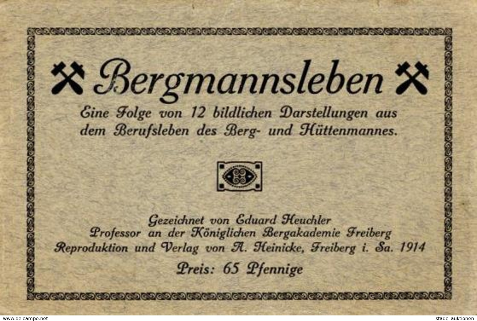 Bergbau Bergmannsleben Orig. Umschlag Mit 10 Künstler-Karten Sign. Keuchler, Eduard I-II - Bergbau