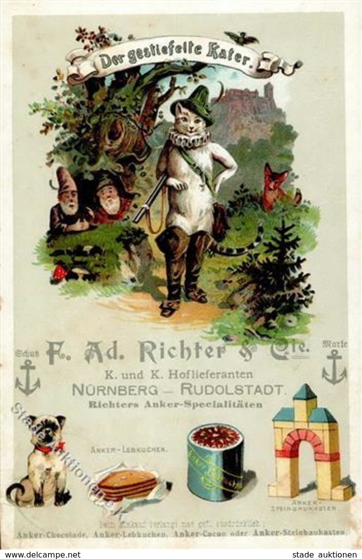 Lebkuchen F. Ad. Richter & Cie. Hoflieferanten Nünberg Rudolstadt 1906 Werbe-Karte I-II (fleckig) - Other & Unclassified