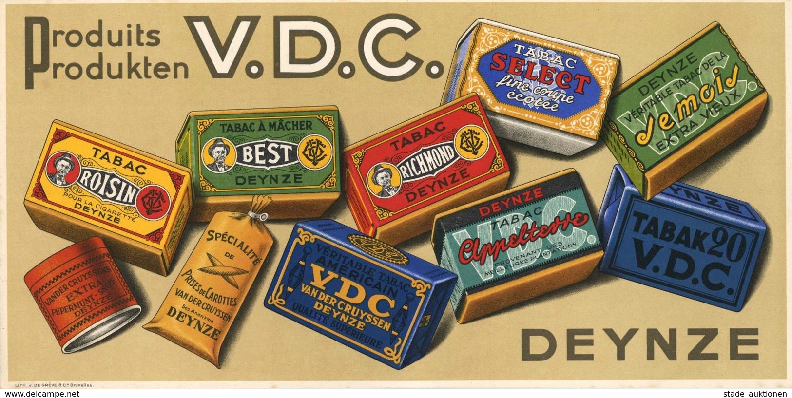 Tabak / Rauchen Deynze Papp Werbeaufsteller 41,5 X 20,5 Cm Um 1930 I-II - Sonstige & Ohne Zuordnung