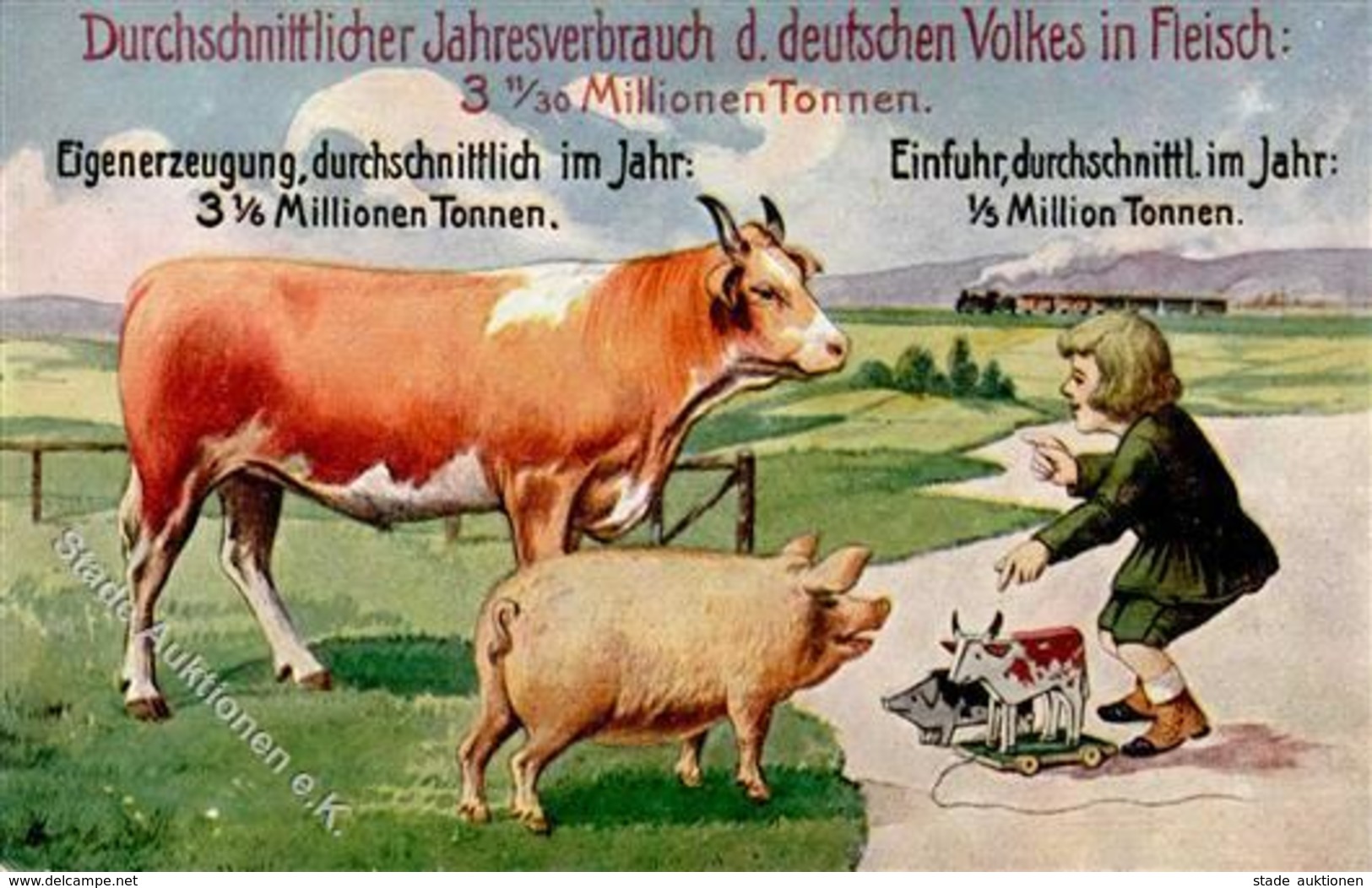 Landwirtschaft Fleisch Rind Schwein Verbrauch Künstlerkarte I-II Paysans Cochon - Exhibitions