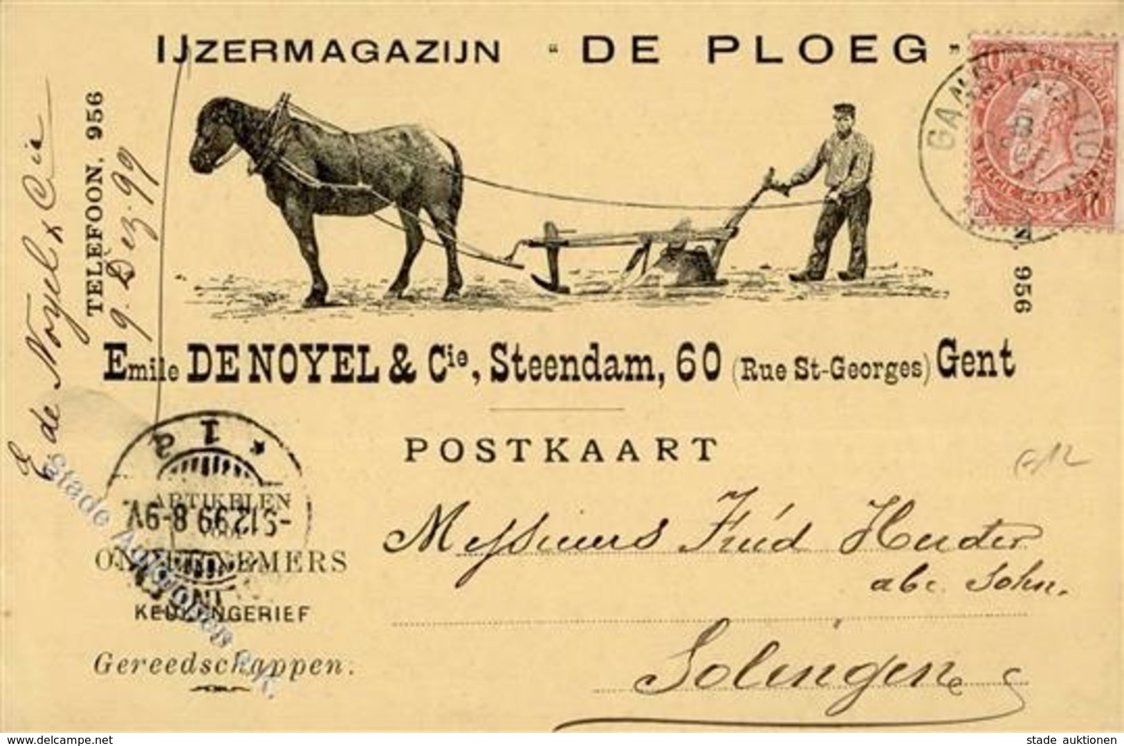 Landwirtschaft Maschine Gent Belgien IJ Zermagazijn De Ploeg Emile Denoyel & Cie Werbe AK 1899 I-II Paysans - Ausstellungen